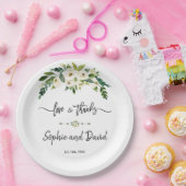 白く咲くフローラの手書き愛感謝していと ペーパープレート (パーティー)