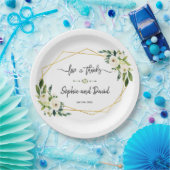 白く咲くフローラの手書き愛感謝していと ペーパープレート (パーティー)