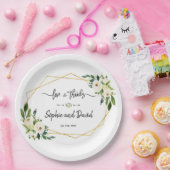 白く咲くフローラの手書き愛感謝していと ペーパープレート (パーティー)