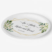 白く咲くフローラの手書き愛感謝していと ペーパープレート (アングル)