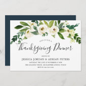 白く咲く花感謝祭ディナー 招待状 (正面/裏面)