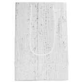 白く塗った木に紫のリボンを付けたハート ミディアムペーパーバッグ (裏面)