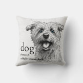 白く塗った木の上の犬の定義 クッション (裏面)