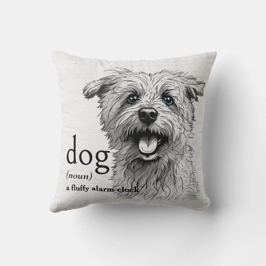 白く塗った木の上の犬の定義 クッション (裏面)