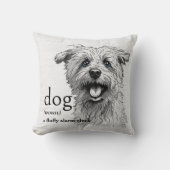 白く塗った木の上の犬の定義 クッション (正面)