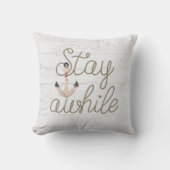 白く塗った木材にロープを付ける クッション (正面)