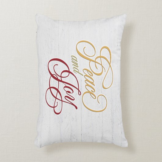 白く塗られた木に平和と喜び アクセントクッション (正面(垂直))