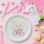 白く塗られた木に平和と喜び ペーパープレート (パーティー)