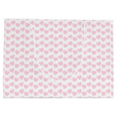 白く大きいギフトバッグの淡いピンクのハートパターン ラージペーパーバッグ (裏面)