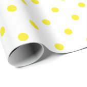 白く大きい宇宙の黄色い水玉模様 ラッピングペーパー (ロールコーナー)