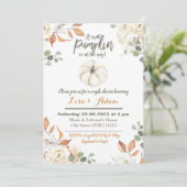 白く小さいカボチャは方法カップルのシャワーにあります 招待状 (スタンド正面)