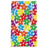 白く小さいギフトバッグのカラフルな花 スモールペーパーバッグ (正面)