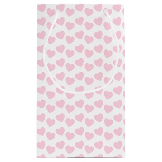 白く小さいギフトバッグの淡いピンクのハートパターン スモールペーパーバッグ (裏面)