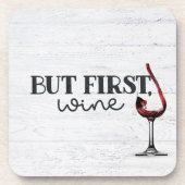 白く洗った木に赤ワインを注ぐ コースター (正面)