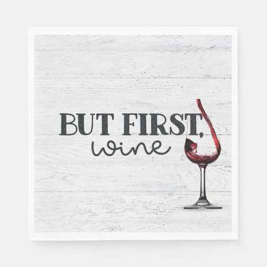 白く洗った木に赤ワインを注ぐ スタンダードランチョンナプキン (正面)