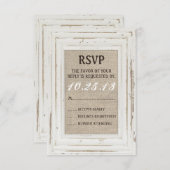 白く素朴なフレーム及びバーラップRSVPカード 出欠カード (正面/裏面)