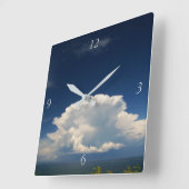 白く膨らんだ雲の写真 スクエア壁時計 (傾斜)