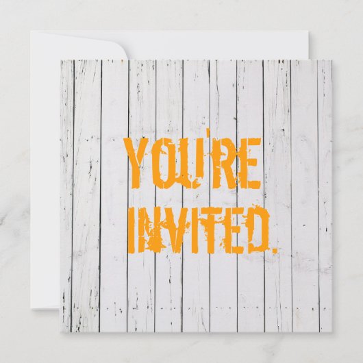 白く色彩の鮮やかな木の壁の結婚式招待状 招待状 (正面)