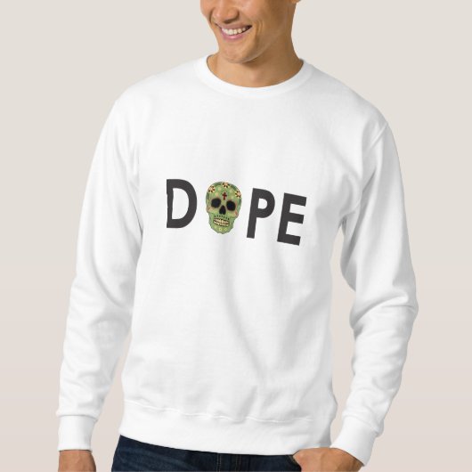 白く装飾的なスカルCrewneck スウェットシャツ (正面)