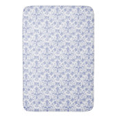 白く装飾的な花柄のカスタムなタマキビの青 バスマット (正面縦)