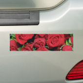 白く赤い恋人のバラの花 バンパーステッカー (車上)