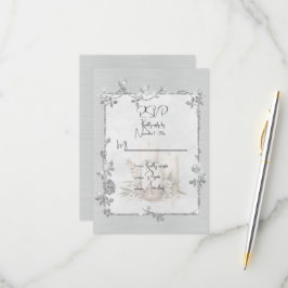 白く輝くエレガントなスパークルフレーム 出欠カード