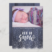 白く降る雪の結晶を雪の青い白木 シーズンカード (正面/裏面)