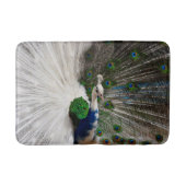 白く青い孔雀 バスマット (正面)