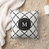 白く黒いクローバーパターンモノグラムのな枕 クッション (ブランケット)