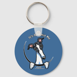 白く黒いグレイハウンドIAAM キーホルダー