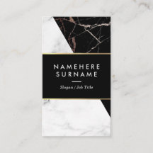 白く黒い銀製の大理石の縦の名刺