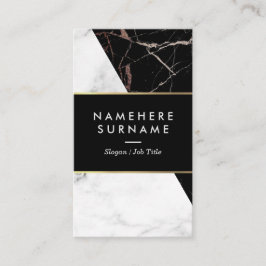 白く黒い銀製の大理石の縦の名刺 名刺