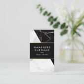 白く黒い銀製の大理石の縦の名刺 名刺 (スタンド正面)