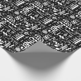 白く黒い音符の包装紙 ラッピングペーパー