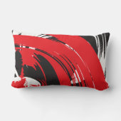 白く黒く赤いブラシは装飾用クッションをなでます ランバークッション (裏面)