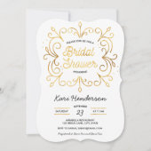 白く黒く、フェイクな金ゴールドのブライダルシャワーの招待状 招待状 (正面)