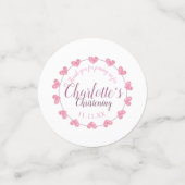 白く、ピンクのハートのベビーの娘の《キリスト教》洗礼式や命名式 コンフェッティ (スモール正面)