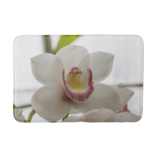 白く、ピンクの蘭 バスマット (正面)