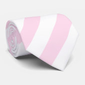 白く、淡いピンクの縞 ネクタイ (ロール)