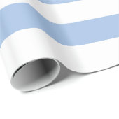 白く、淡いブルーのストライプのな包装紙 ラッピングペーパー (ロールコーナー)