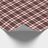 白く、深緑色、赤いクリスマスの格子縞パターン ラッピングペーパー (角)