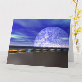 白く、石造り月およびステップ カード (黄色い花)