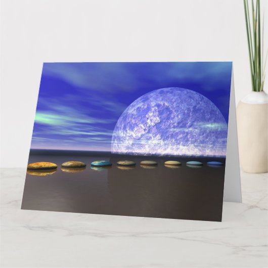 白く、石造り月およびステップ カード (正面)