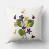 白く、紫色及び黄色のバイオレットによって刺繍される枕 クッション (裏面)