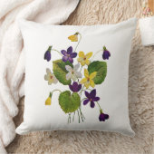 白く、紫色及び黄色のバイオレットによって刺繍される枕 クッション (ブランケット)