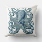 白く、航海のな装飾用クッションの青いタコ クッション (正面)