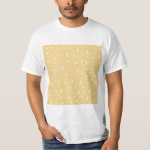 白く、非金属金ゴールド色の星パターン Tシャツ