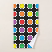 白く、黒いおよび虹の水玉模様 バスタオルセット (ハンドタオル)