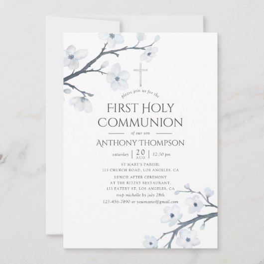 白さくらんぼが最初の聖餐式を開く 招待状 (正面)