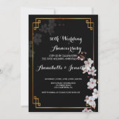 白さくらんぼの花と黄金の記念日 招待状 (正面)